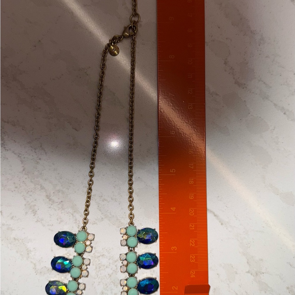 J.CREW Aurora Borealis Rhinestone Gold-tone Necklace w/aqua & iridescent accents - Picture 6 of 6